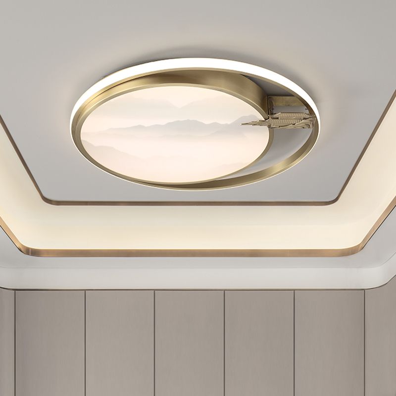 Plafonniers en forme de géométrie Plafonniers modernes à 2 lumières en métal doré
