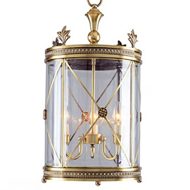 Cylinder Chandelier Light Fixture Traditional Glass Pendant Lighting for Restaurant