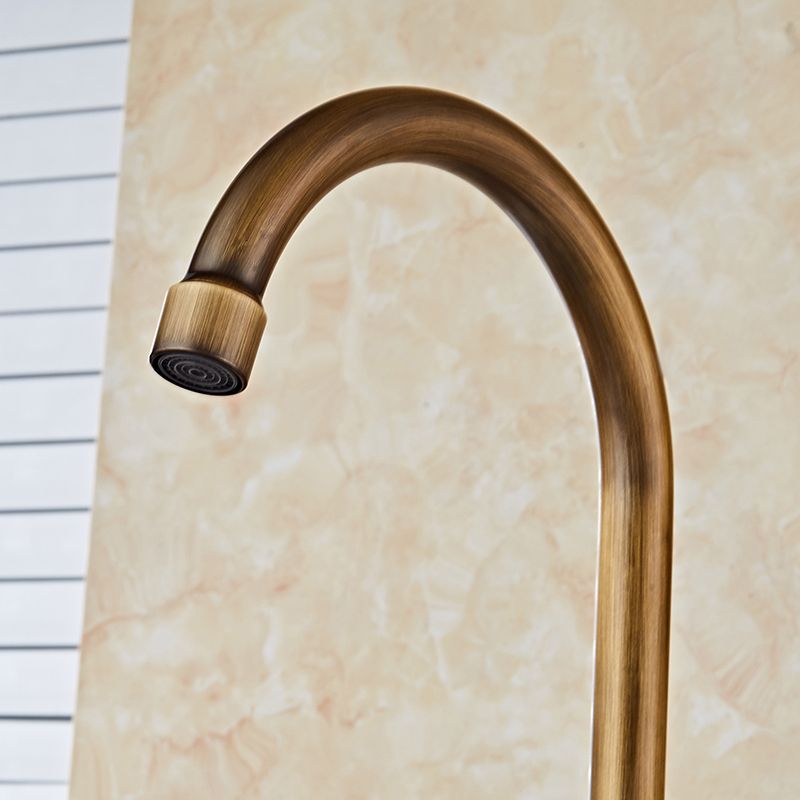 Traditional Kitchen Faucet Copper Gooseneck Gold Single Handle Standard Kitchen Faucets