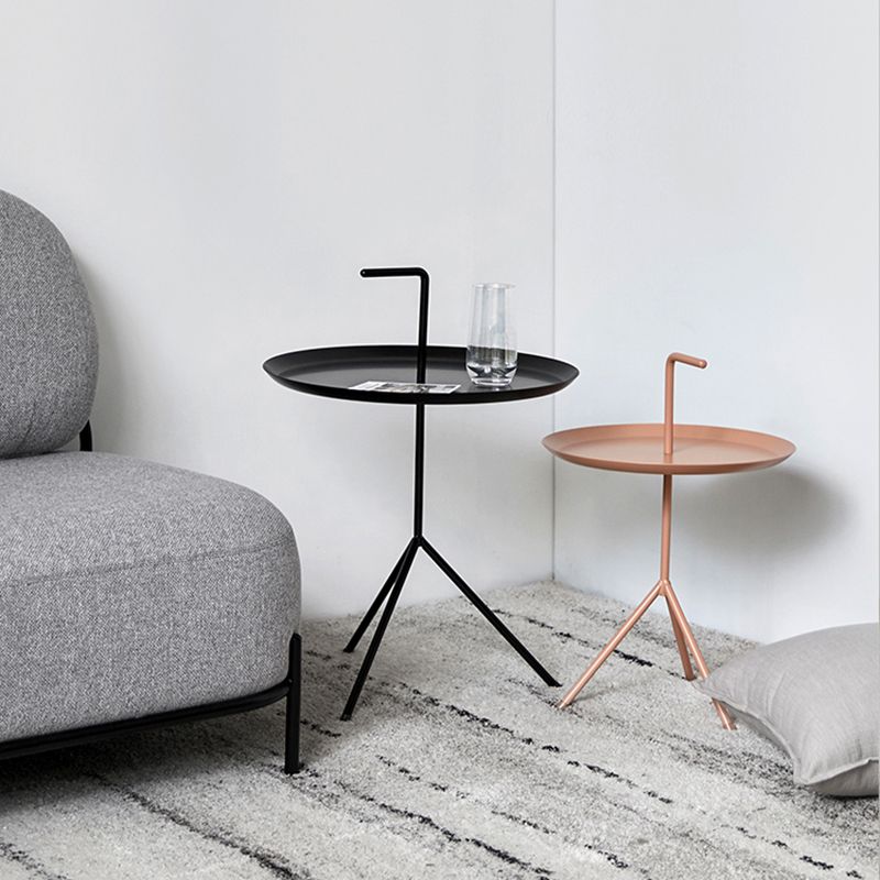 21.6"/25.5" Tall Metal Pedestal End Table Round Tray Top Side End Table