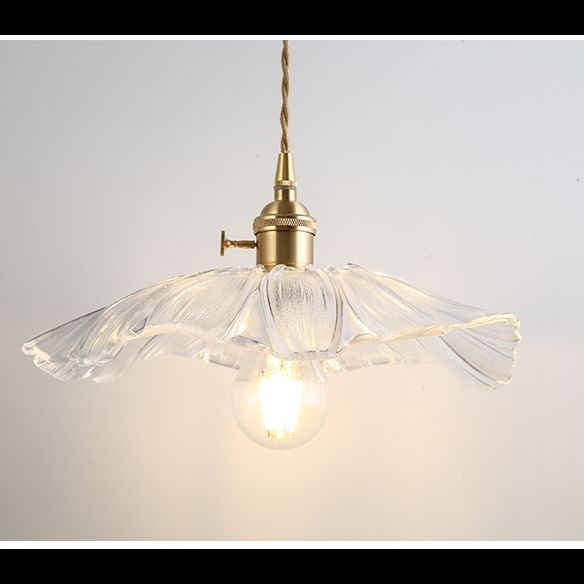 Flower Shape Shade Ceiling Pendant Lamp Vintage Industrial Clear Glass Hanging Light