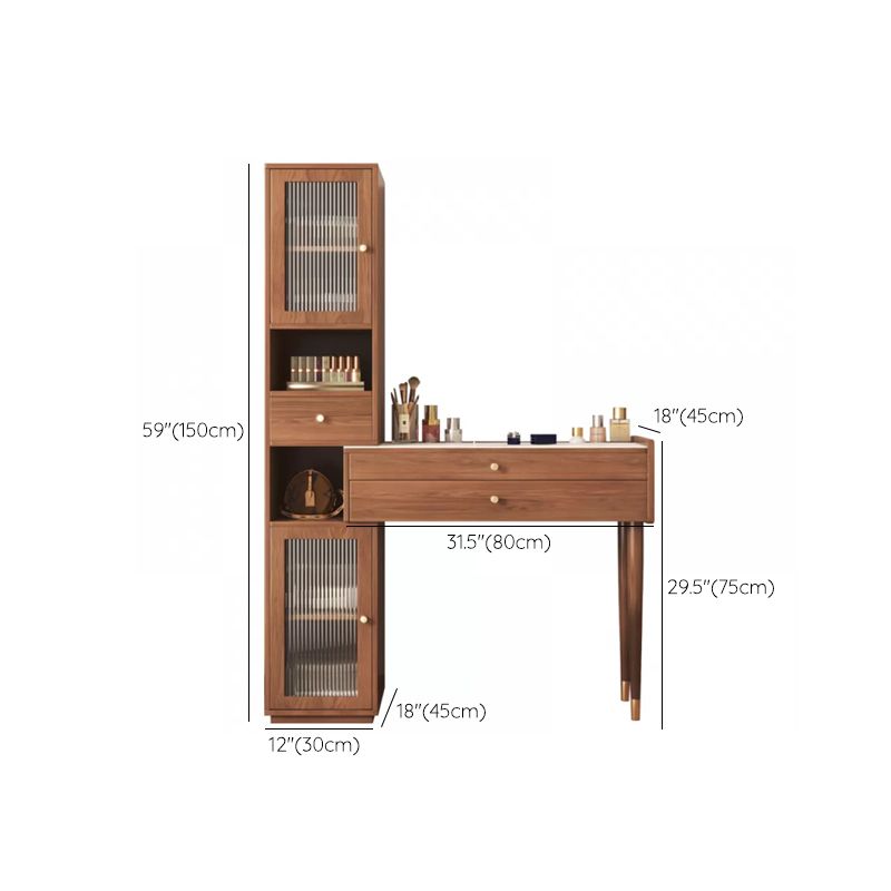 Modern Solid Wood Table Makeup Vanity with Drawers for Bedroom