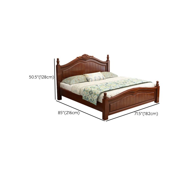 Rubberwood Solid Color Bed Frame Traditional Camelback Standard Bed for Home
