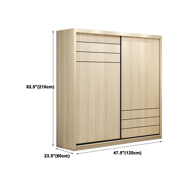 Natural Contemporary Style Wardrobe Armoire Engineered Wood Wardrobe Cabinet for Home