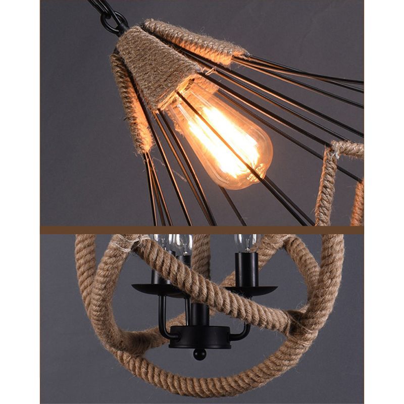 Industrieel touw koord commerciële hanglampverlichting metalen hanger verlichtingsarmaturen voor woonkamer