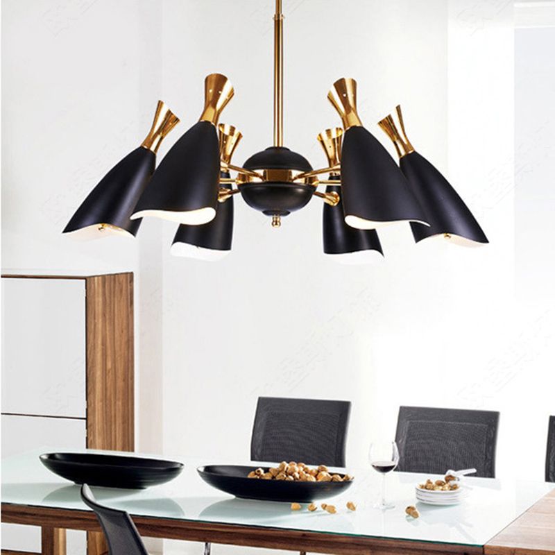 Lámpara de colgante de aleación de zinc de lujo de lujo Luz de zinc con sombra de hierro forjado con sombra de hierro forjado