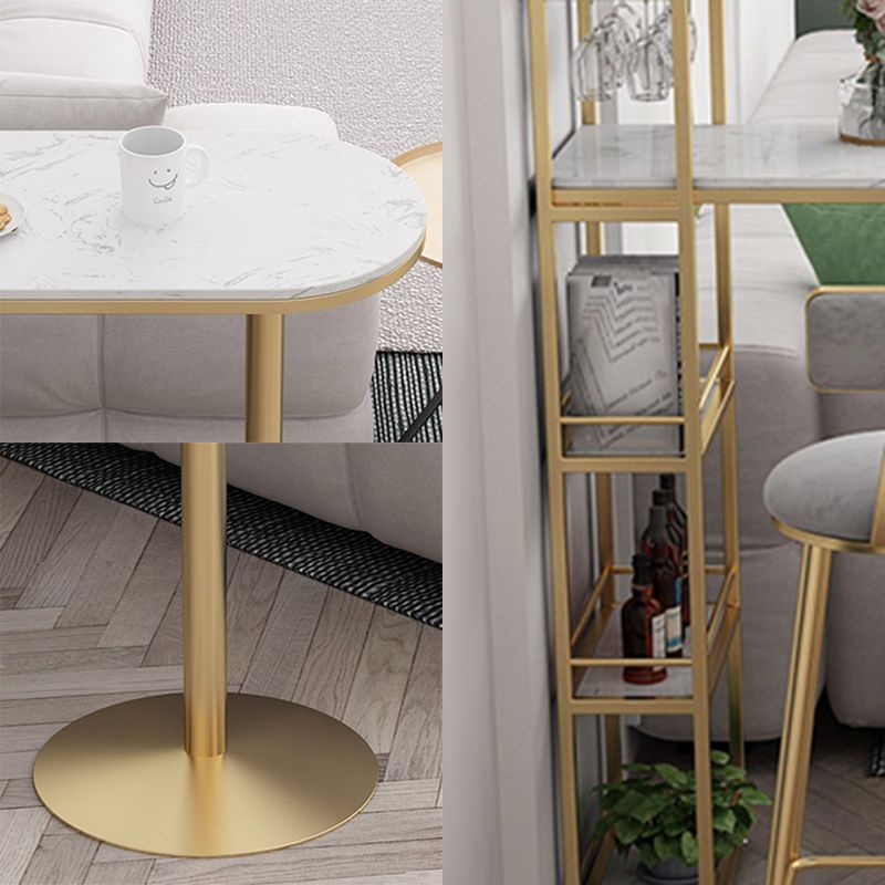 Contemporary Marble Counter Wine Table Double Pedestal Bistro Bar Height Cocktail Table