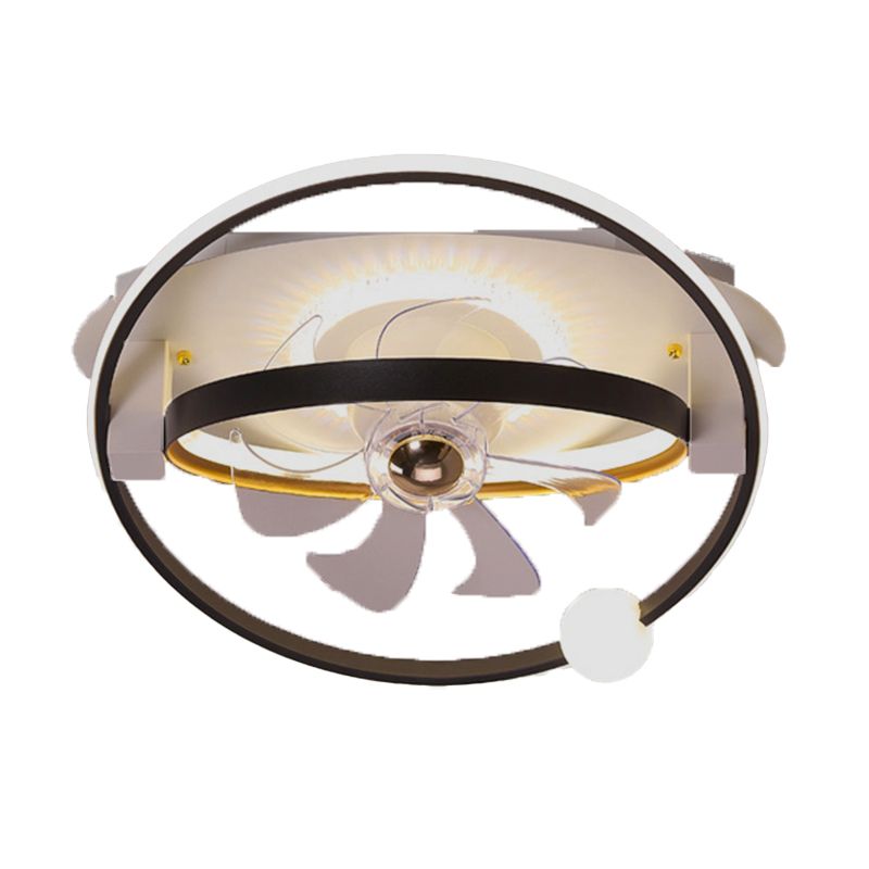 Metal Round Shape Ceiling Fan Modern Style 4 Lights Ceiling Fans Fixtures