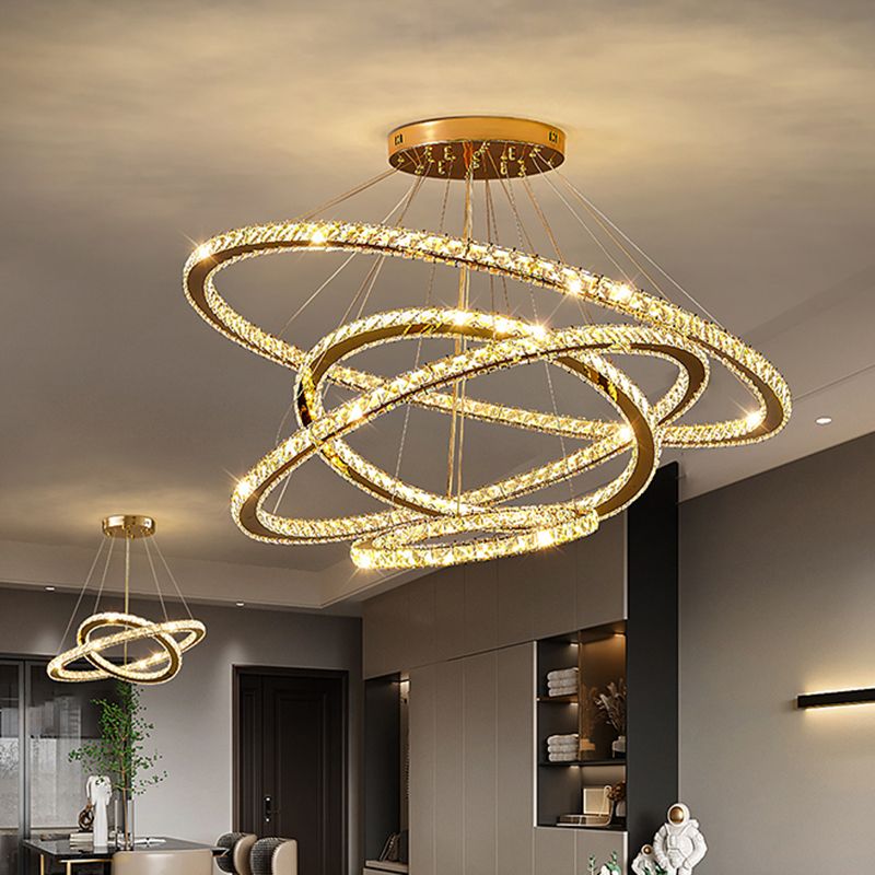 Zeitgenössische mehrschichtige Decke hängende Licht mit Kristallschatten für Esszimmer