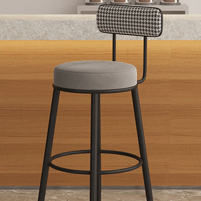 Modern Armless Backrest Counter Stool Iron Dining Room Bar Stool with Cushion and Pedal