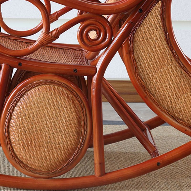 Traditional Rocking Chair Rattan Solid Color Spindle Backrest Indoor Rocking Chair