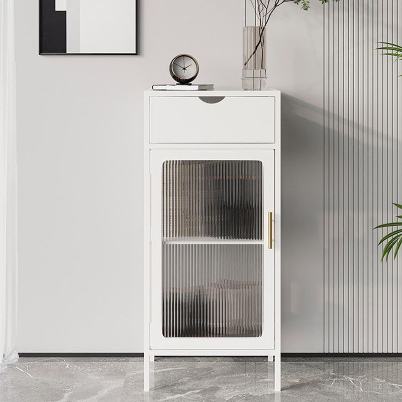 Contemporary Curio Cabinet Metal Glass Doors Display Stand with Drawers