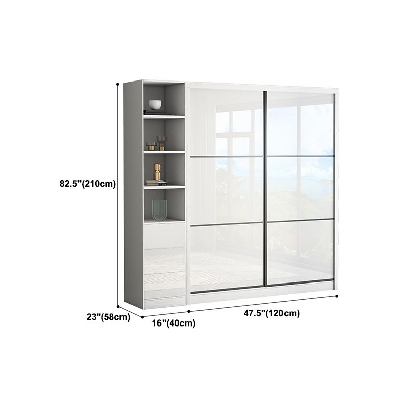 White High Gloss Wardrobe Armoire Modern Engineered Wood Wardrobe