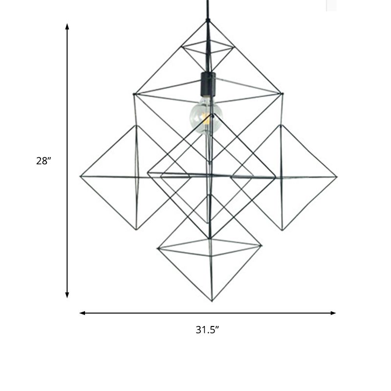 Black 1 Light Light Lighting Classic Metal Geometric Hanging Lamp per sala da pranzo