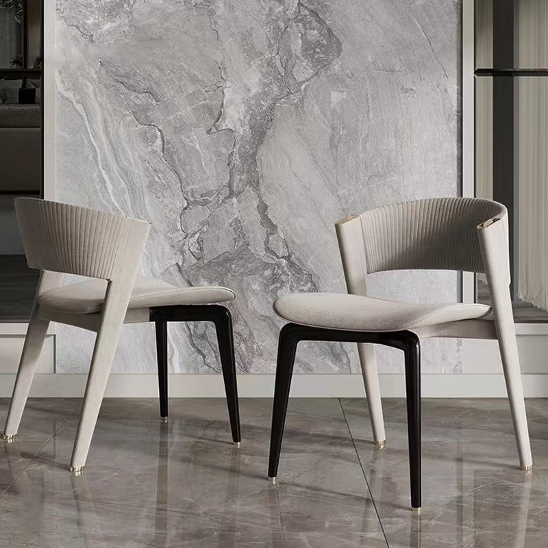 Home Upholstered Armless Dining Chair Faux Leather Open Back Chair