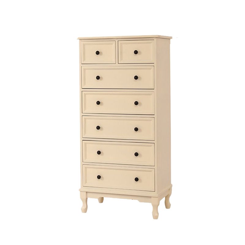 White Modern Side Cabinet Rectangle Wood Knobs Cabinet with Drawer