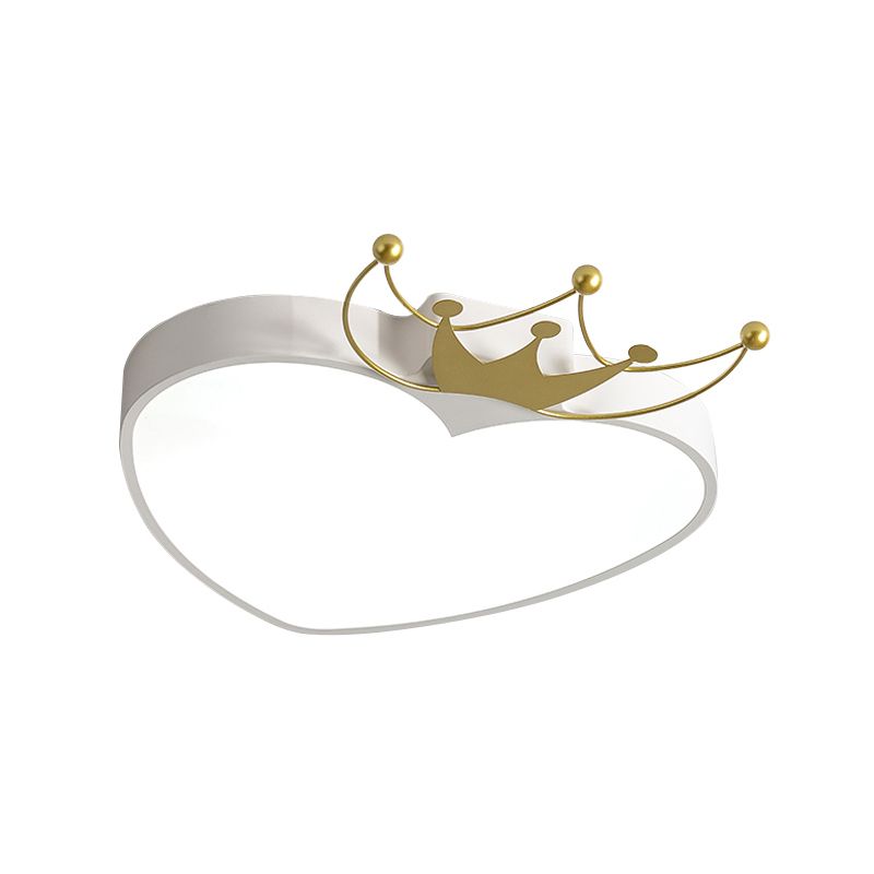 Lámpara de techo de manzana rosa / blanca lámpara de techo de acrílico LED para niños, con decoración de corona