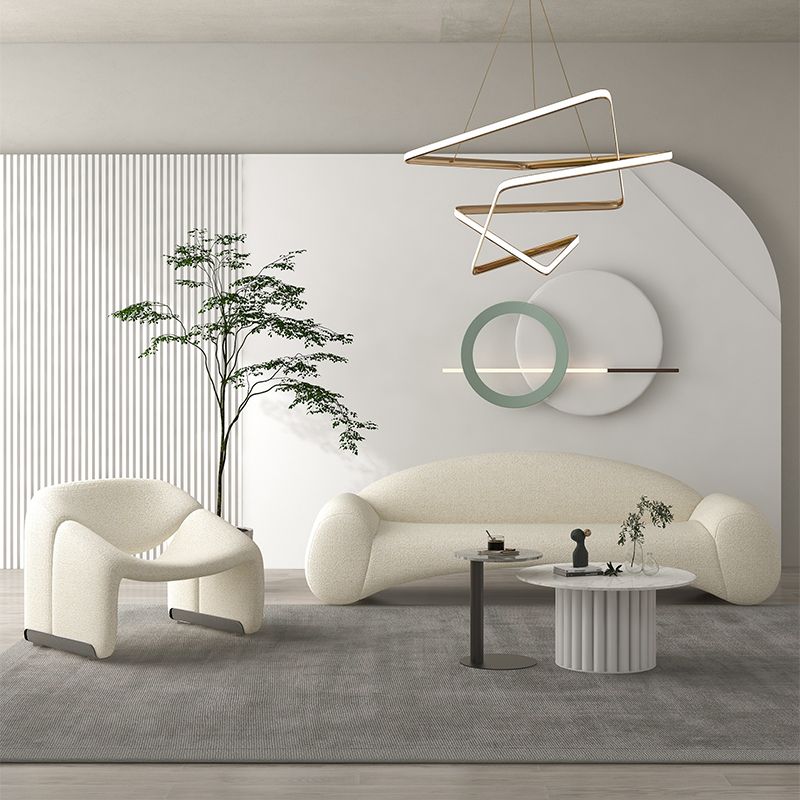 Scandinavian Seating White Cushions Standard Recessed Arm Living Room Sofa