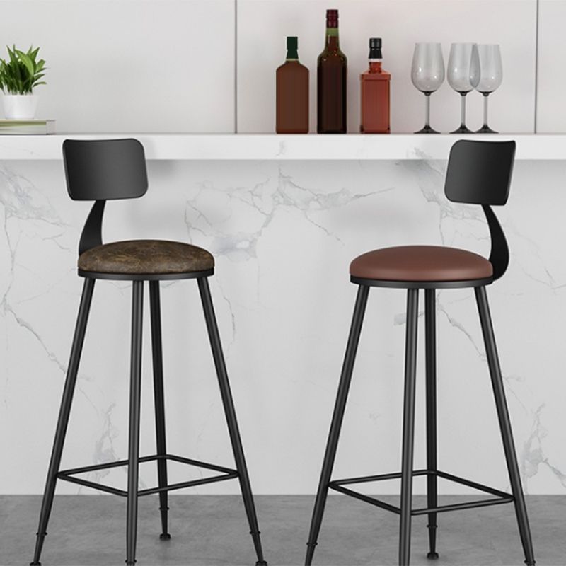 Industrial Style Armless Counter Stool Faux Leather Counter-height Stool