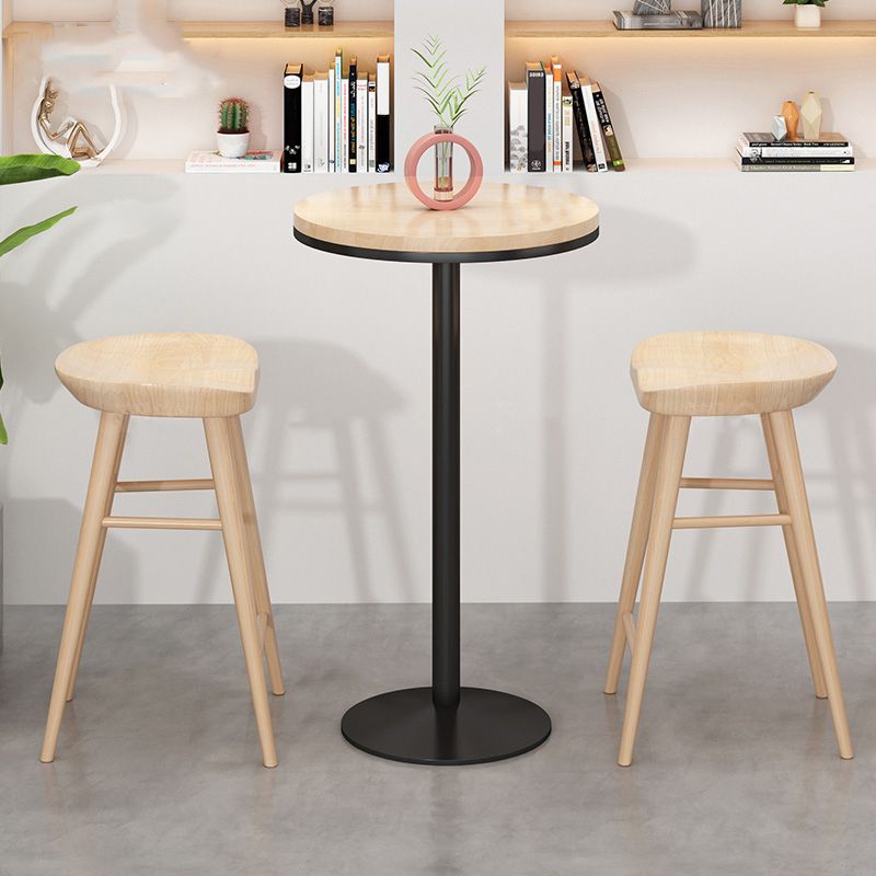 Indoor Modern Counter-height Stool Solid Wood Footrest Saddle Seat Counter Stool