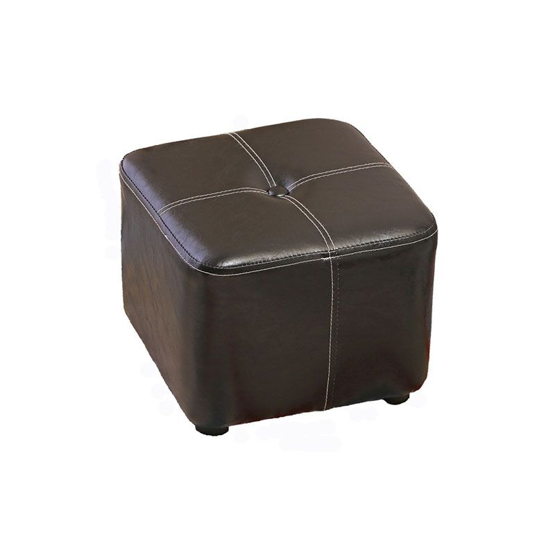 Contemporary Rectangle Shape Ottoman Faux Leather Standard with Tufted