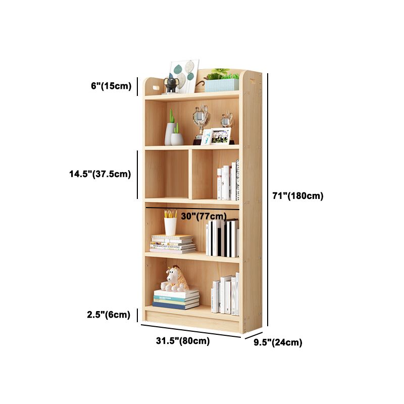 Scandinavian Natural Standard Bookshelf Pine Wood Vertical Bookcase