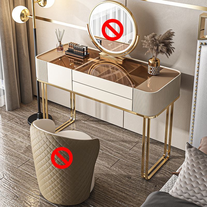 17.72" Wide Vanity Desk with Storage Drawers Glam Glass Dresser Table