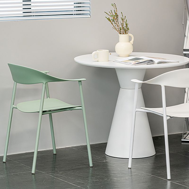 Modern Open Back Side Chair Plastic Dining Chair with Metal Base
