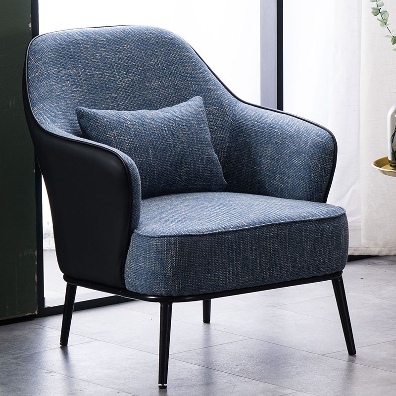 Modern Armchair Solid Color Pillow Back Basic Four Legs Chair