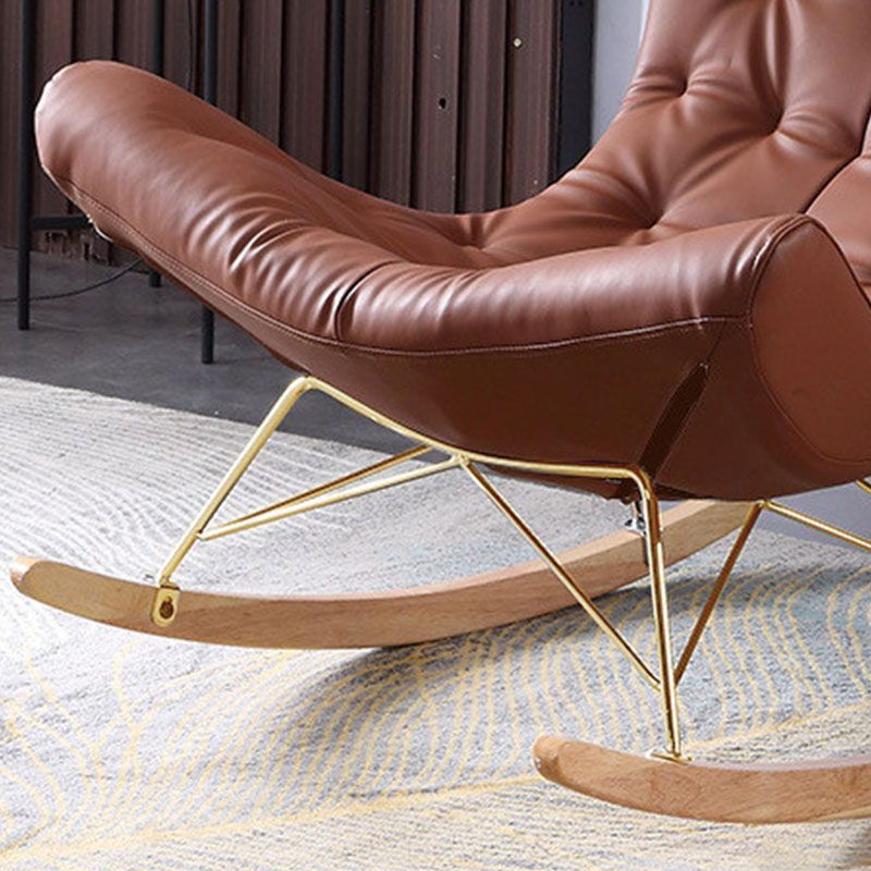 Glam Rocking Chair Upholstered Antique Finish Rocking Accent Chair