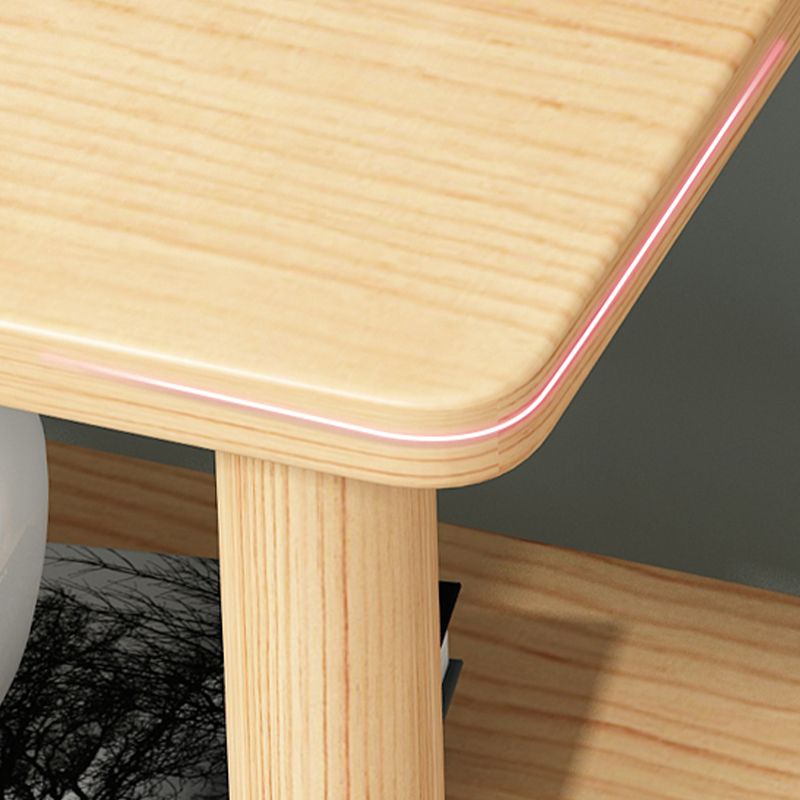 Modern Wood End Slide Table 2-Tier Corner Table with Storage