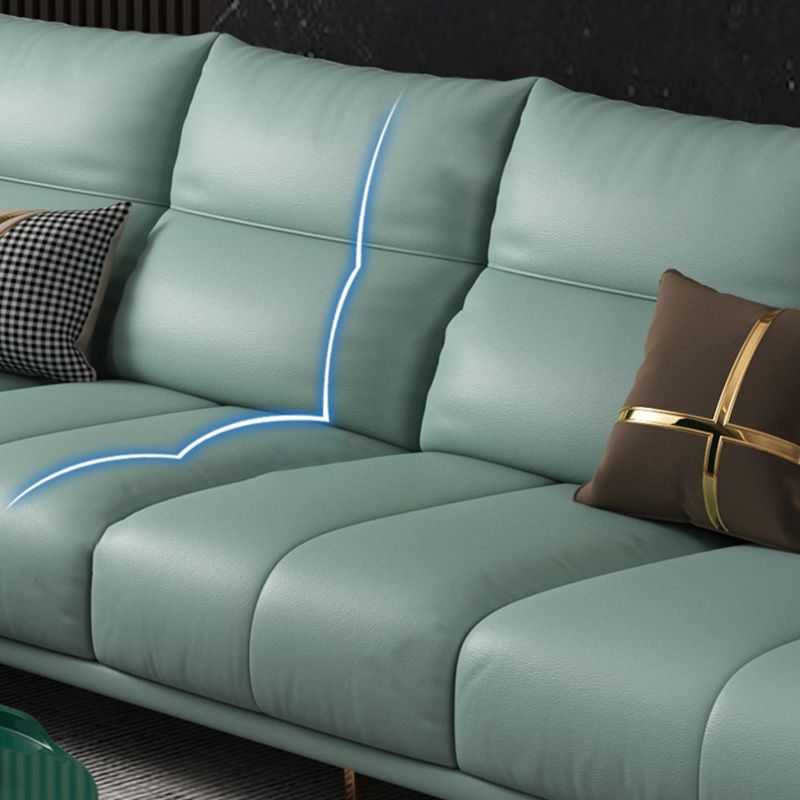 Green Modern Genuine Leather Cushion Back Sofa/Sectional with Wear-Resisting
