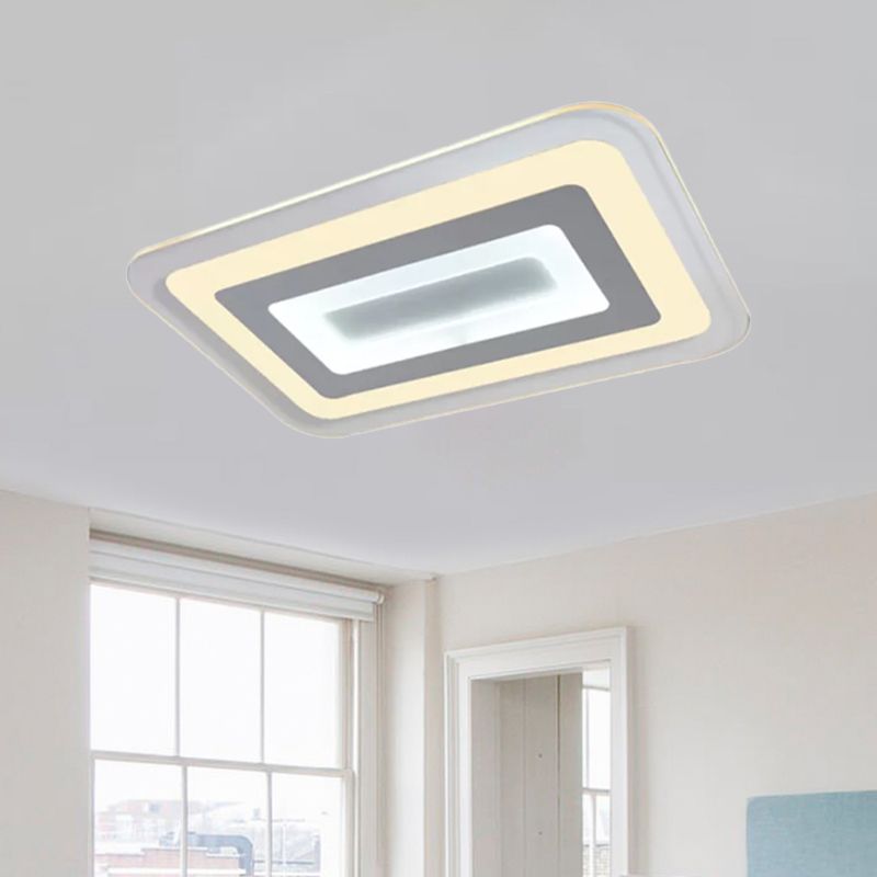 23"/31"/47" Brede Dunne Acryl Flush Mount Licht Eenvoudige LED Witte Plafondlamp in Warm/Wit Licht
