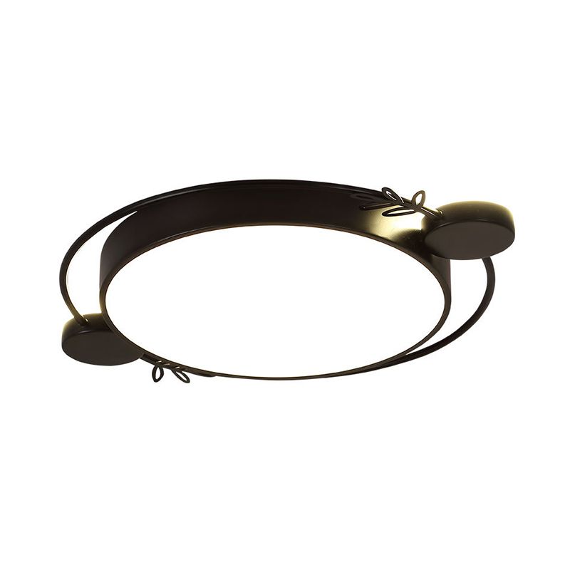 Twig Detailing Round Iron Flush Mount Nordic Black/Grey/White LED Flush Mounted Ceiling Light Fixture