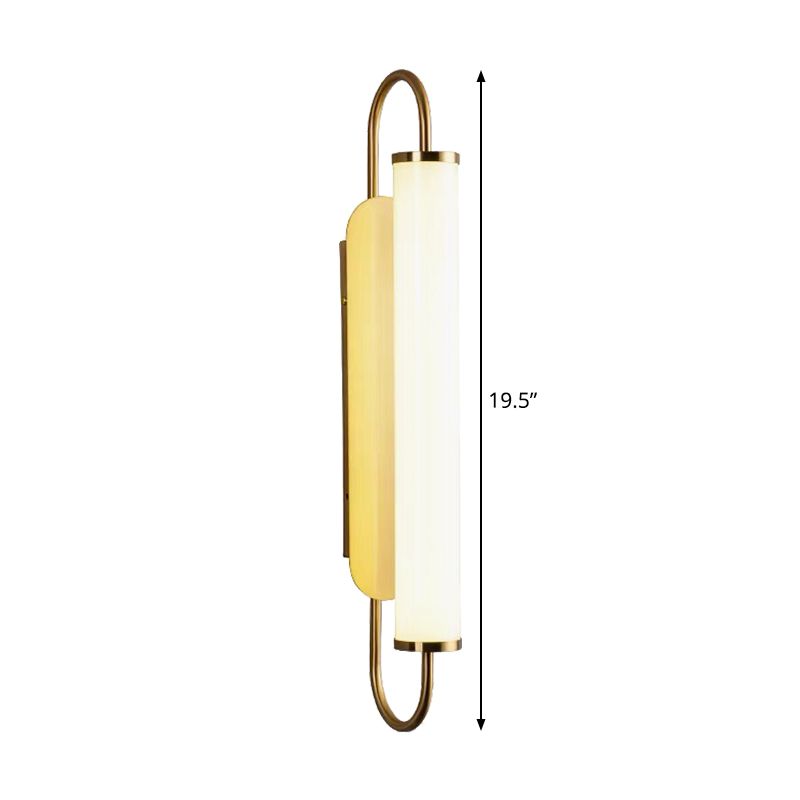 Oval Frame Wall Light Fixture Modern Metal LED Brass Wall Mounted Lamp with Tubular Opal Glass Shade