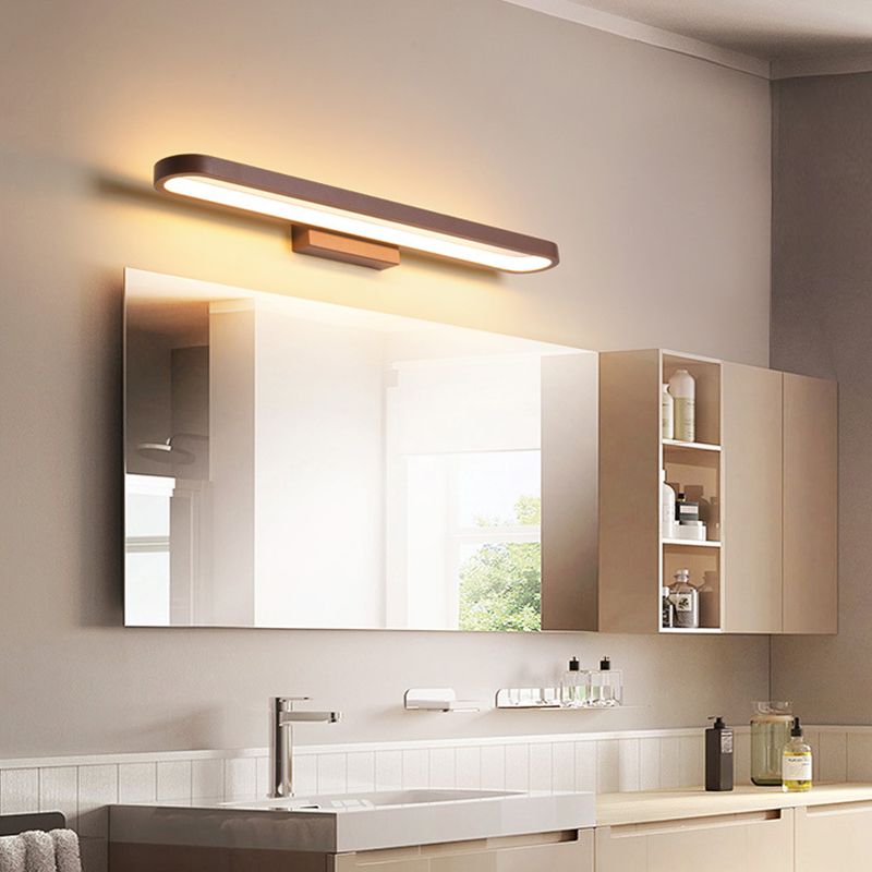 Contemporary LED Mirror Lamp Brown Metal Vanity Wall Light Fixtures for Bathroom