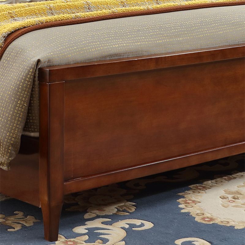 57.08" High Traditional Panel Bed with Storage Brown Upholstered Headboard Bed