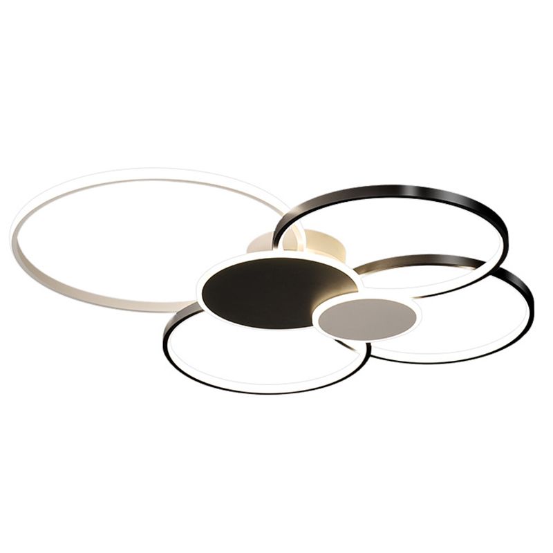 Lámpara de techo LED minimalista con iluminación empotrada y círculo de metal para sala de estar
