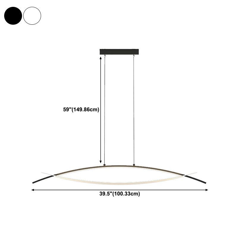 Simple Curved Hanging Island Light Metal LED Dining Room Island Ceiling Light