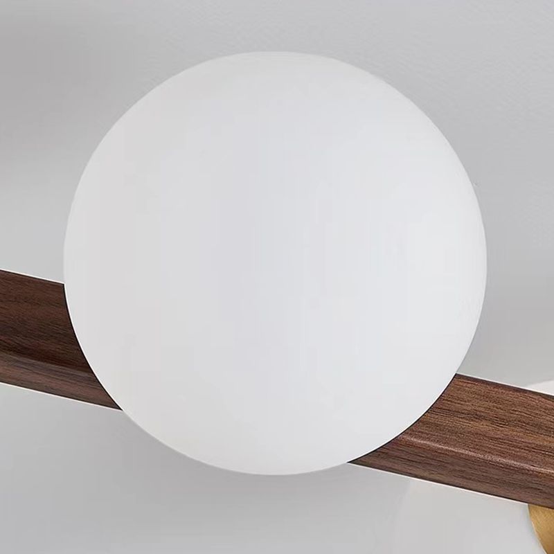 Modern Simple Ceiling Lamp Wooden Ball Shape Shade Ceiling Light for Living Room