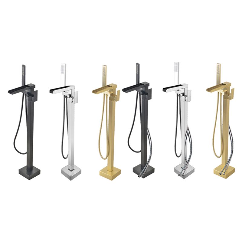 Floor Mounted Metal Freestanding Tub Filler Waterfall Freestanding Faucet with Hose