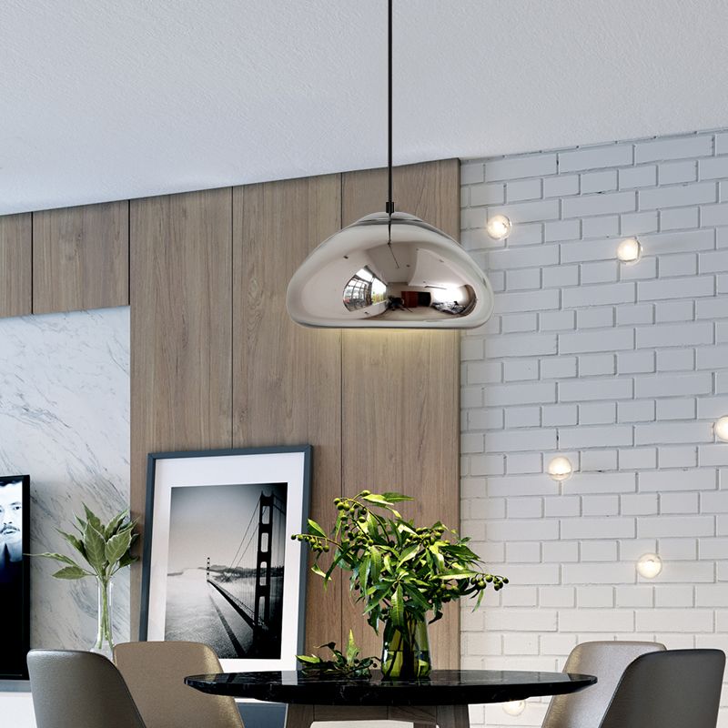 Mirrored Hanging Ceiling Light Contemporary Style Metal Pendant Lighting Fixture