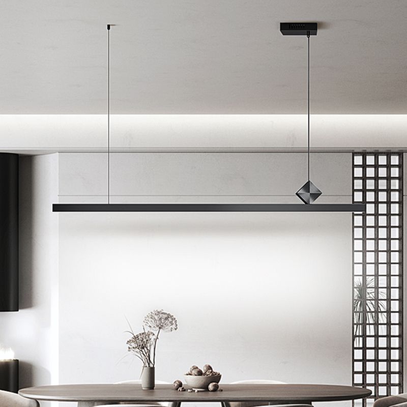 Modern Metal Pendant Lighting Linear Shape Hanging Light with Acrylic Shade in Black
