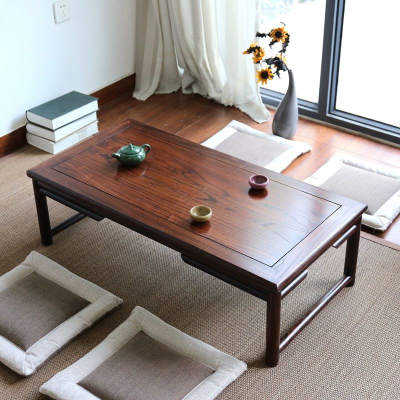 Solid Wood Sled Coffee Table Scandinavian Rectangular Cocktail Table