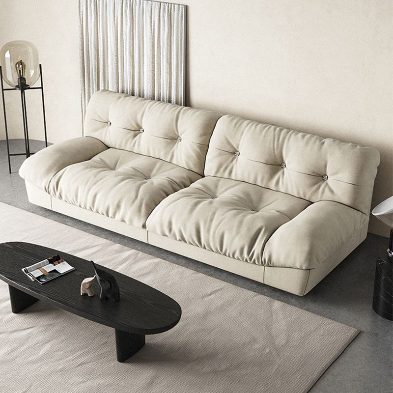 Clump Back Latex/down Upholstery Filled Matte Tech Fabric Upholstered Off-white Sofa