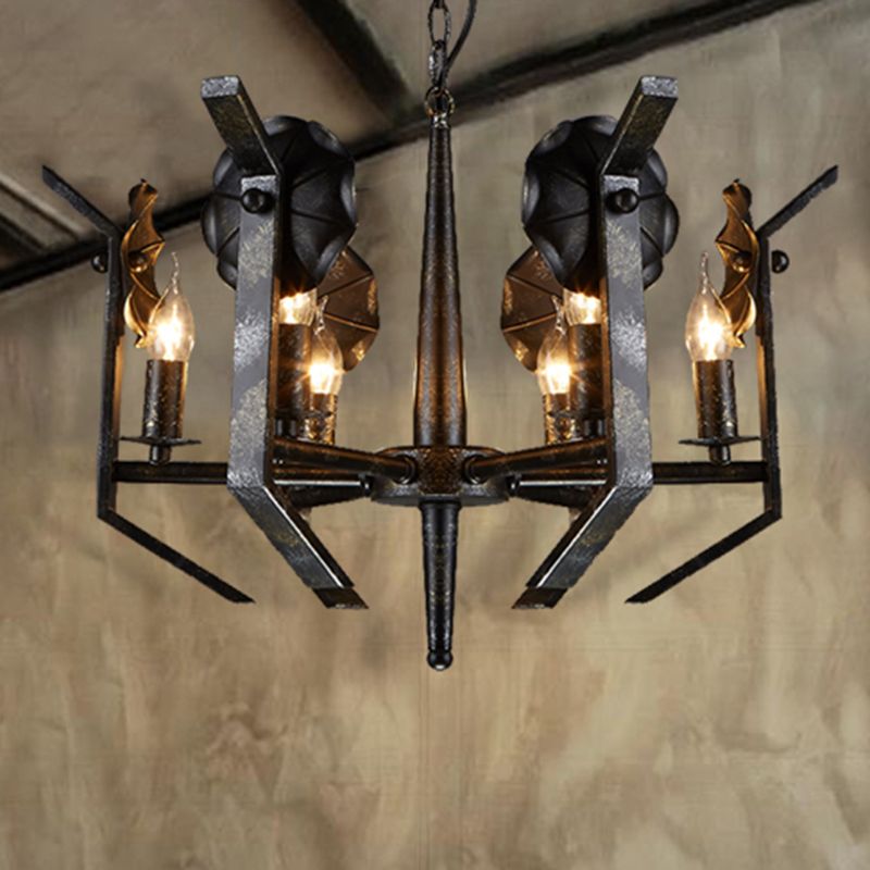 Bougie en métal suspension du lustre industriel 6-Light Pendante Pendante en bronze antique