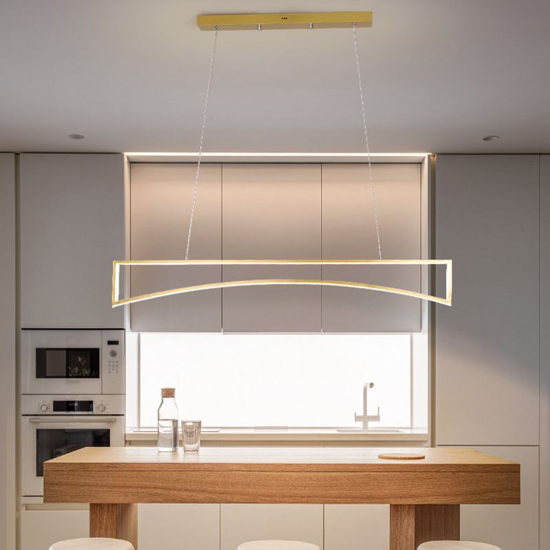 Linear Shape Island Pendant Contemporary Style Metal Single Light Island Light Fixture