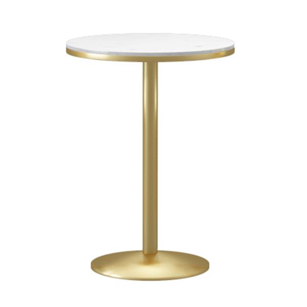 Faux Marble Pub Table Glam White Cocktail Bar Table with Metal Pedestal