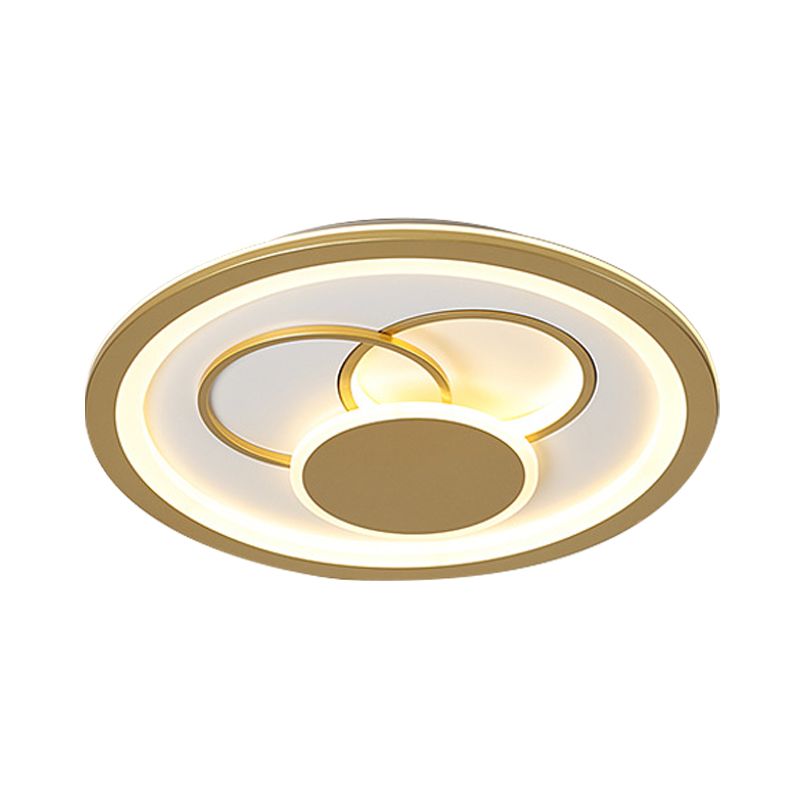 16"/19.5" Dia Acrylic Round Flush Mount Fixture Modernist LED Flushmount in Gold, Warm/White Light