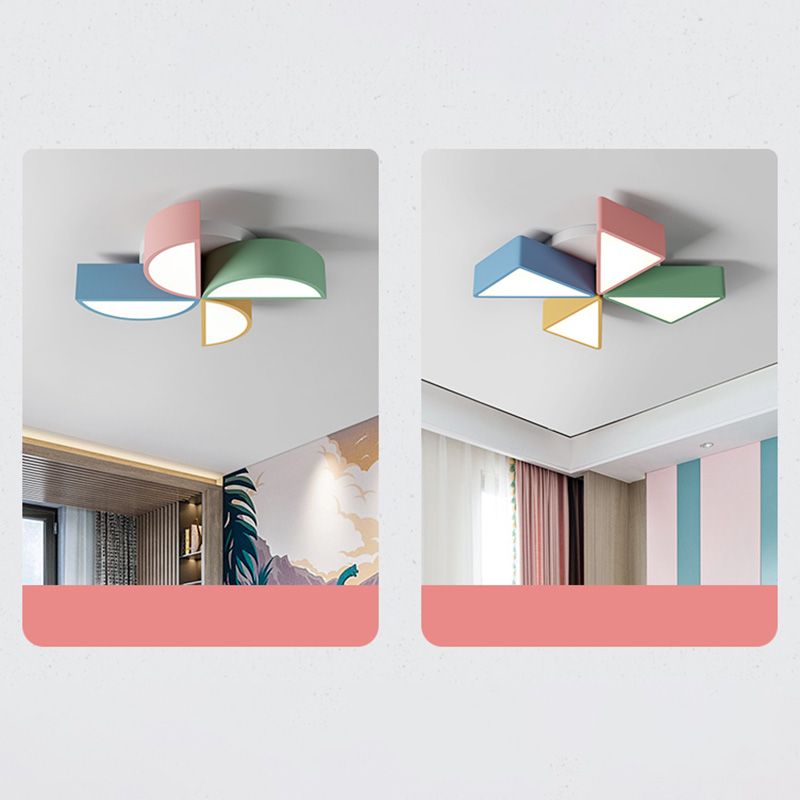 LED Bedroom Flush Mount Light Fixture Macaron Multi-Color Flush Ceiling Light with Windmill Acrylic Shade